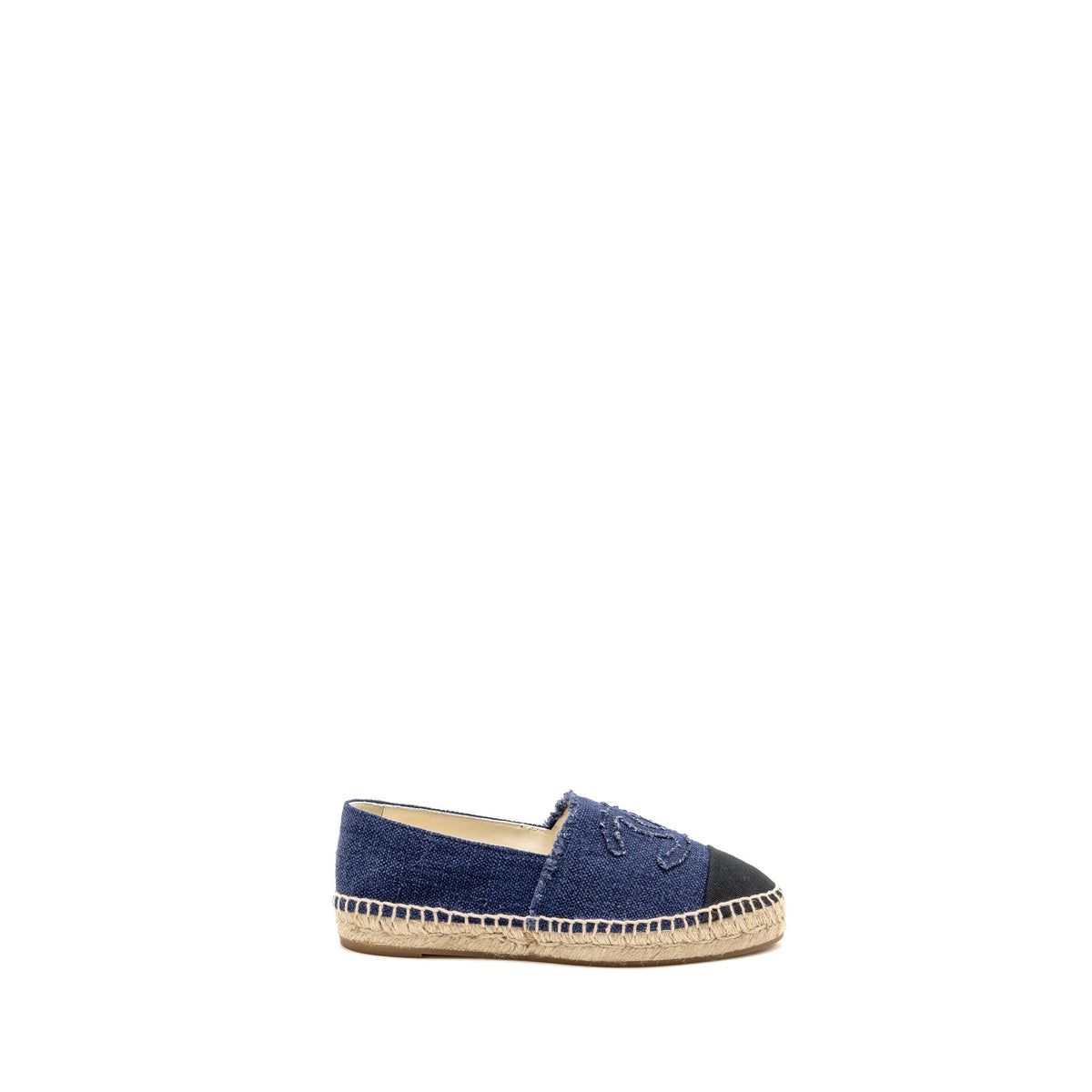 CHANEL ESPADRILLES LINEN BLUE/BLACK