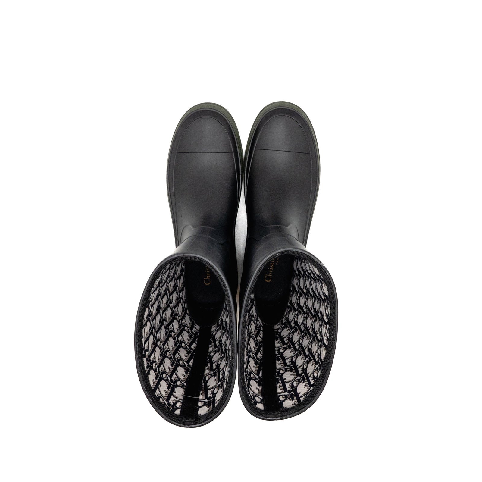 DIOR DIORUNION RAIN BOOT RUBBER BLACK/DARK GREEN