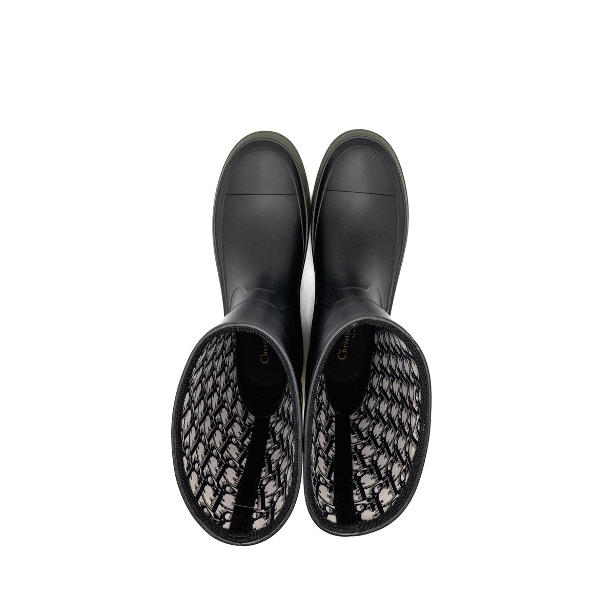 DIOR DIORUNION RAIN BOOT RUBBER BLACK/DARK GREEN