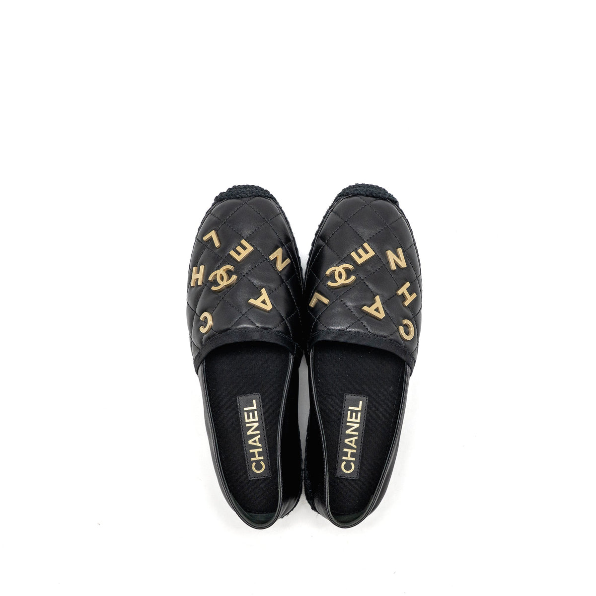 CHANEL ESPADRILLES LAMBSKIN/GROSGRAIN BLACK GHW
