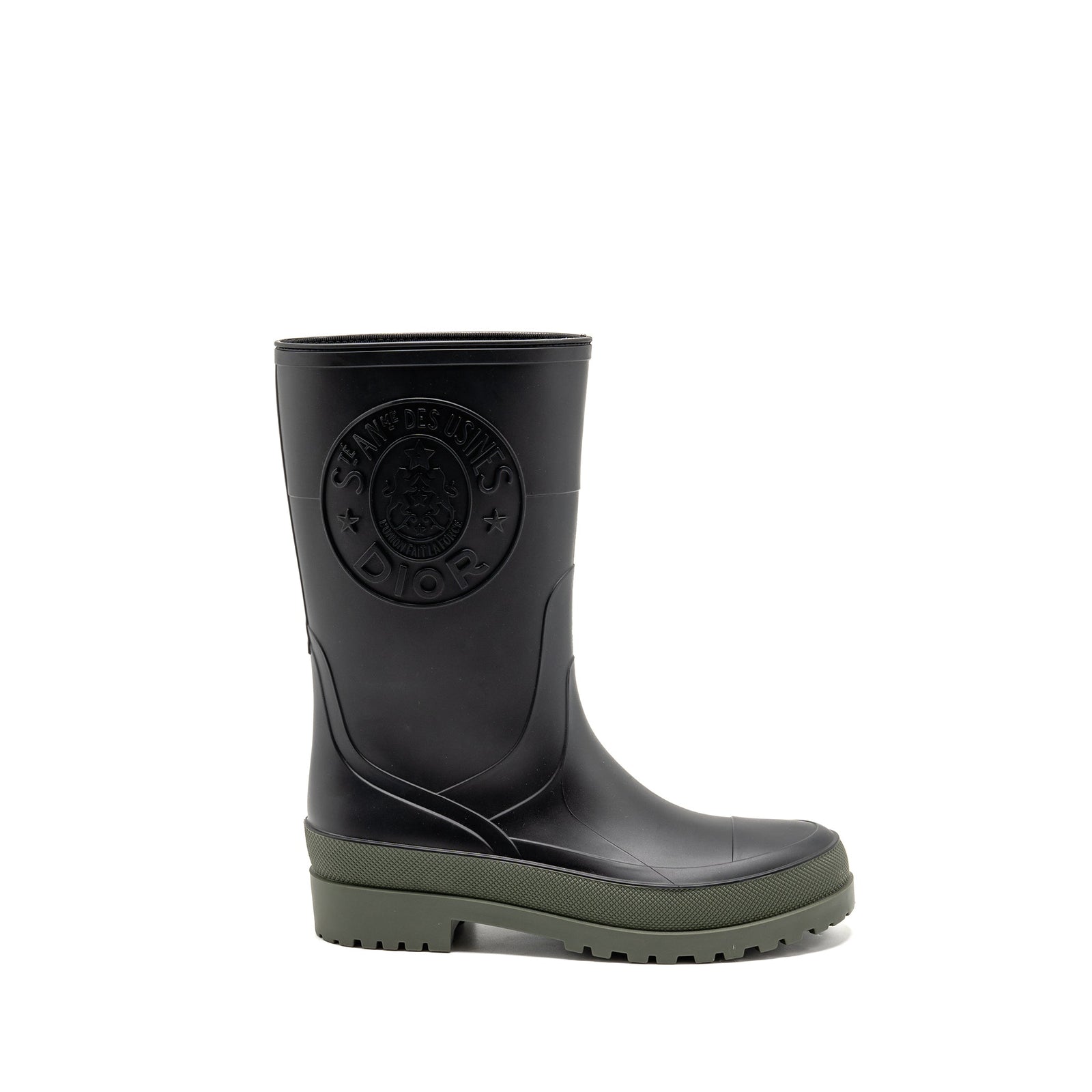 DIOR DIORUNION RAIN BOOT RUBBER BLACK/DARK GREEN