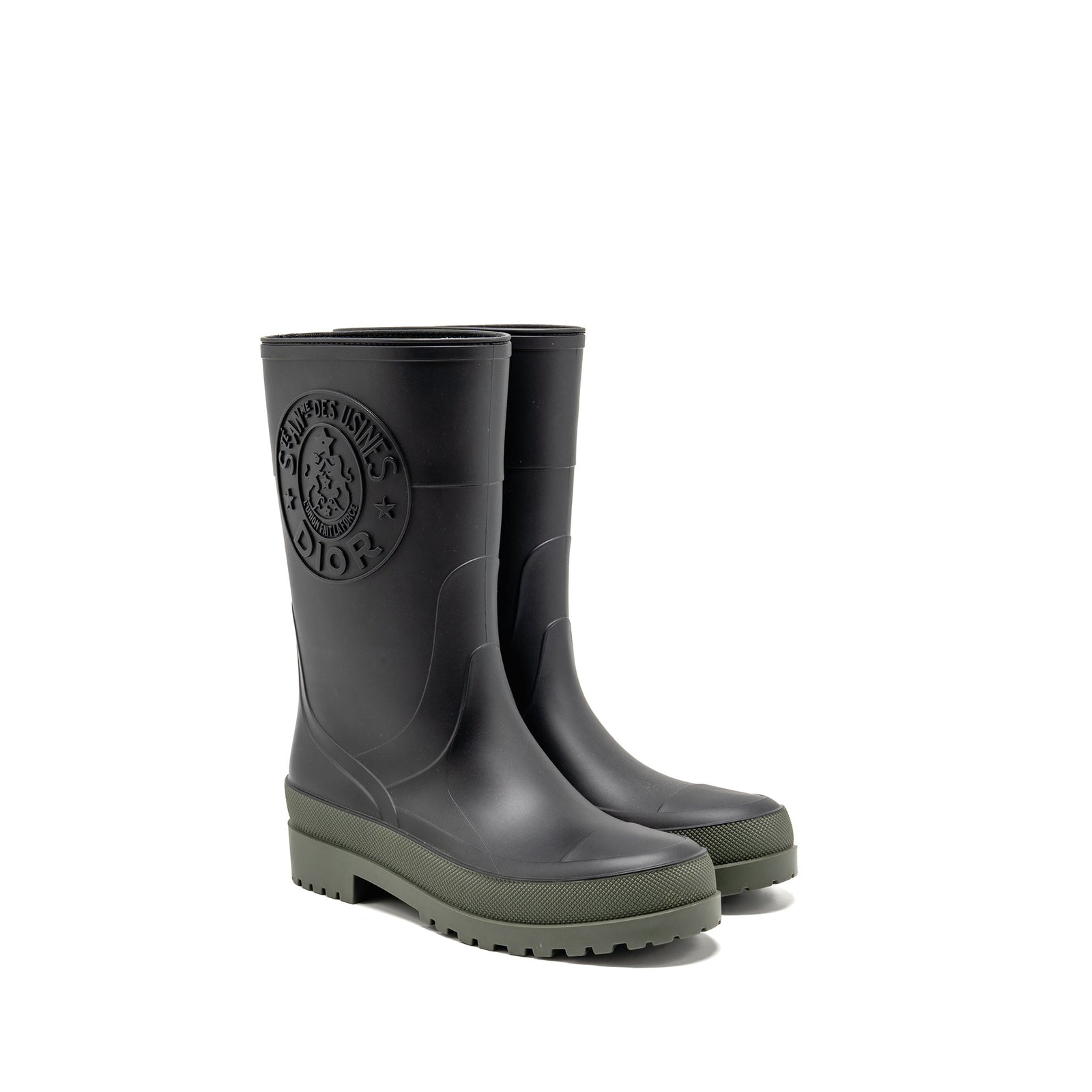 DIOR DIORUNION RAIN BOOT RUBBER BLACK/DARK GREEN