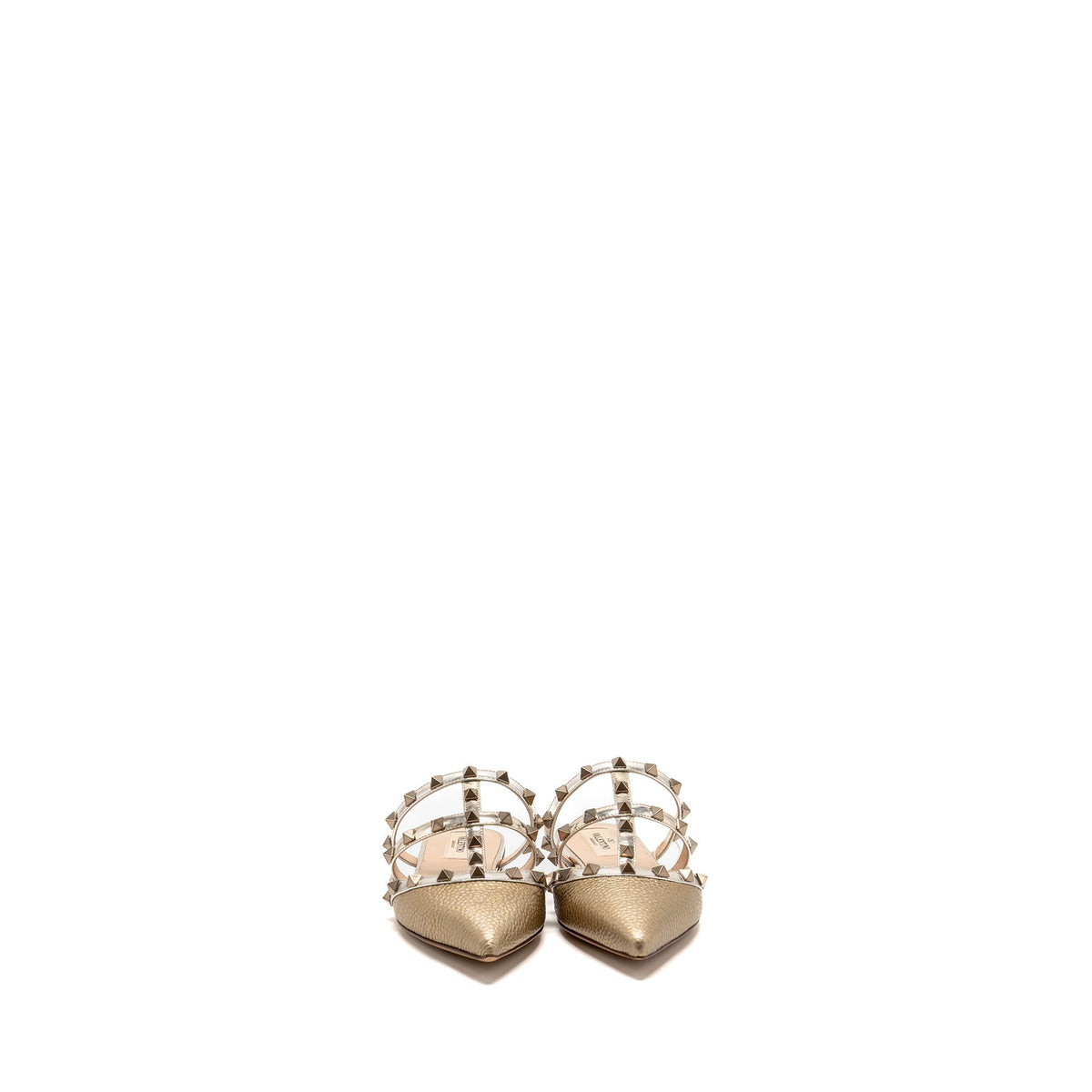 VALENTINO GARAVANI ROCKSTUD SLIPPERS CALFSKIN GOLD