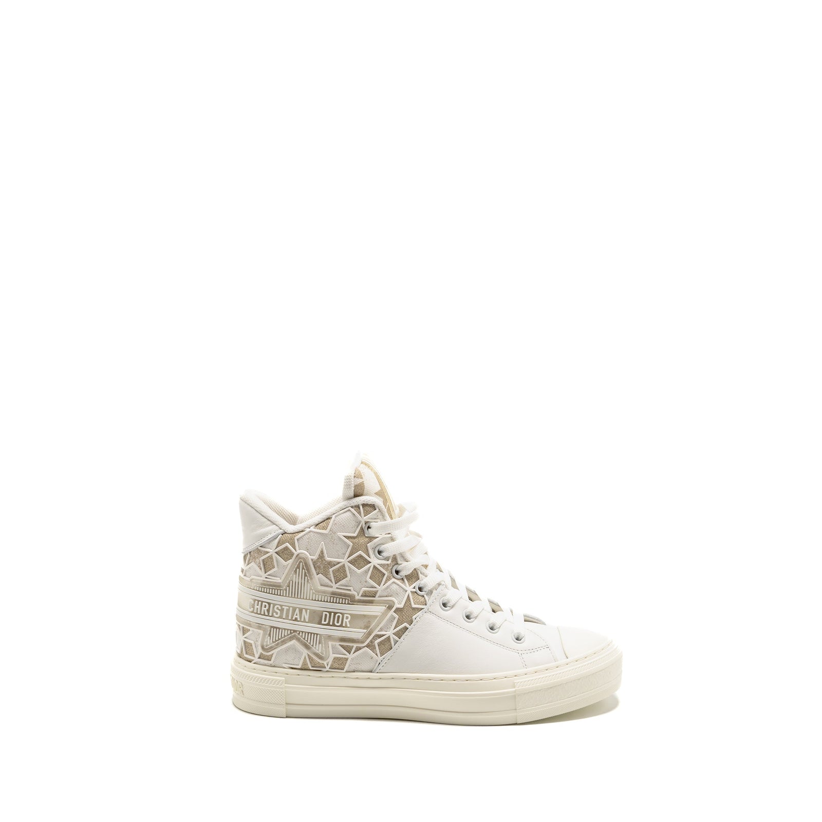 DIOR WALK’N’DIOR HIGHTOP STAR SNEAKER LEATHER GOLD/WHITE