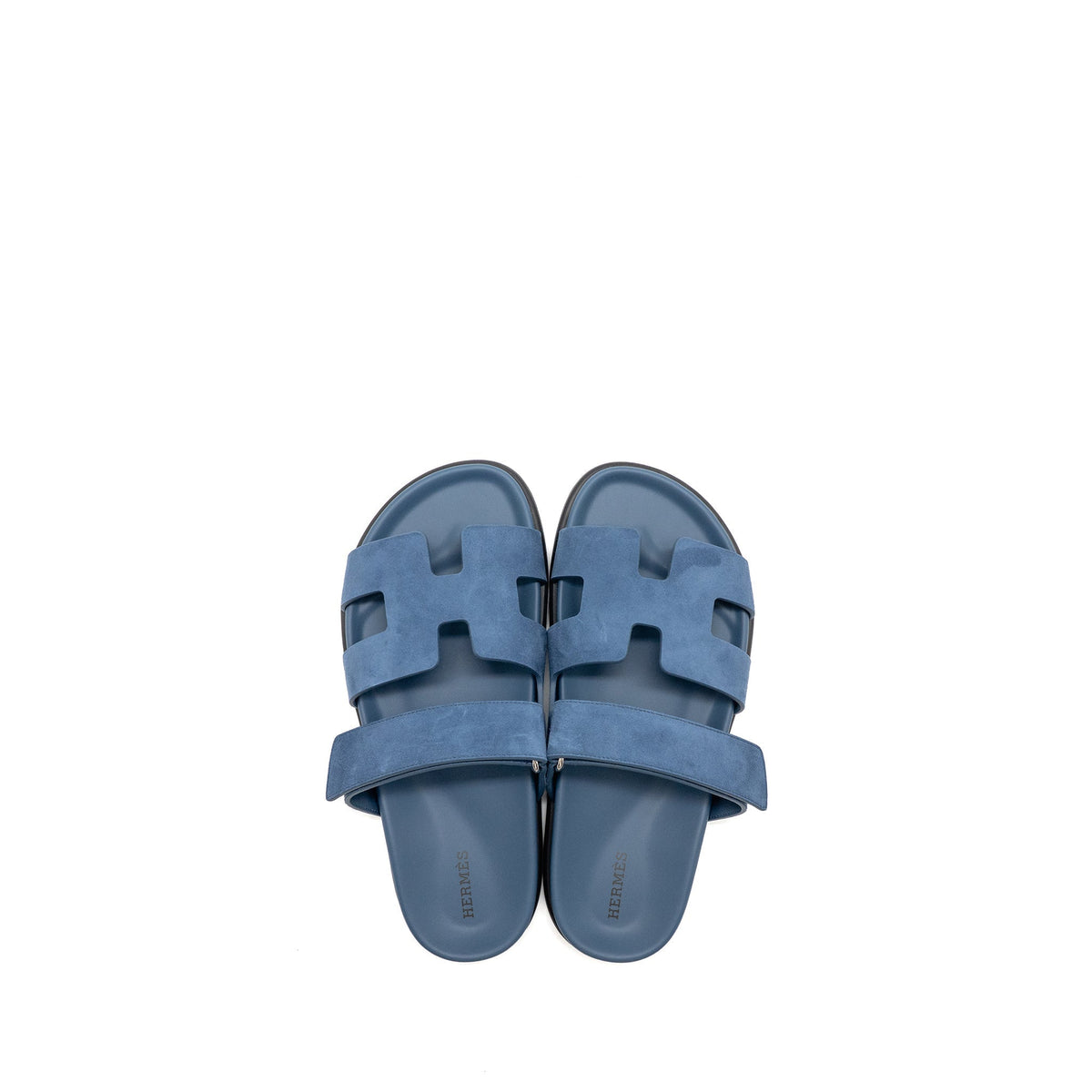HERMES FEMME CHYPRE SANDALS CHEVRE VELOURS BLEU TURQUIN