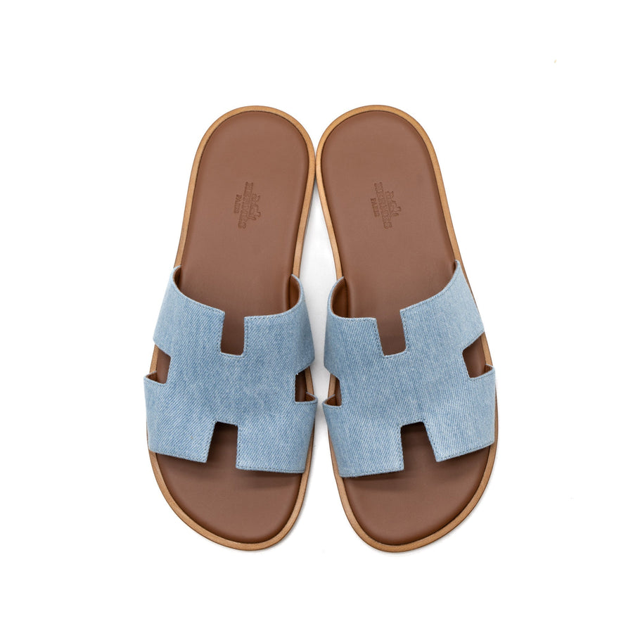 HERMES IZMIER SANDAL DENIM CLAIR
