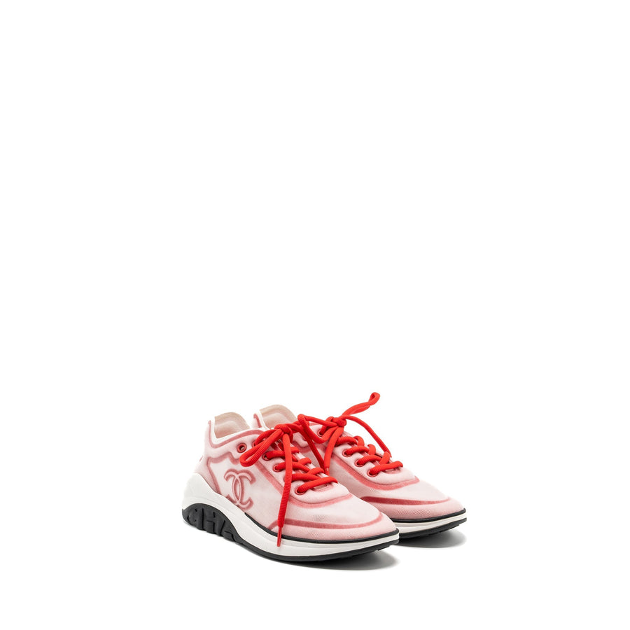 CHANEL CC LOGO SNEAKERS RED/ WHITE/ BLACK