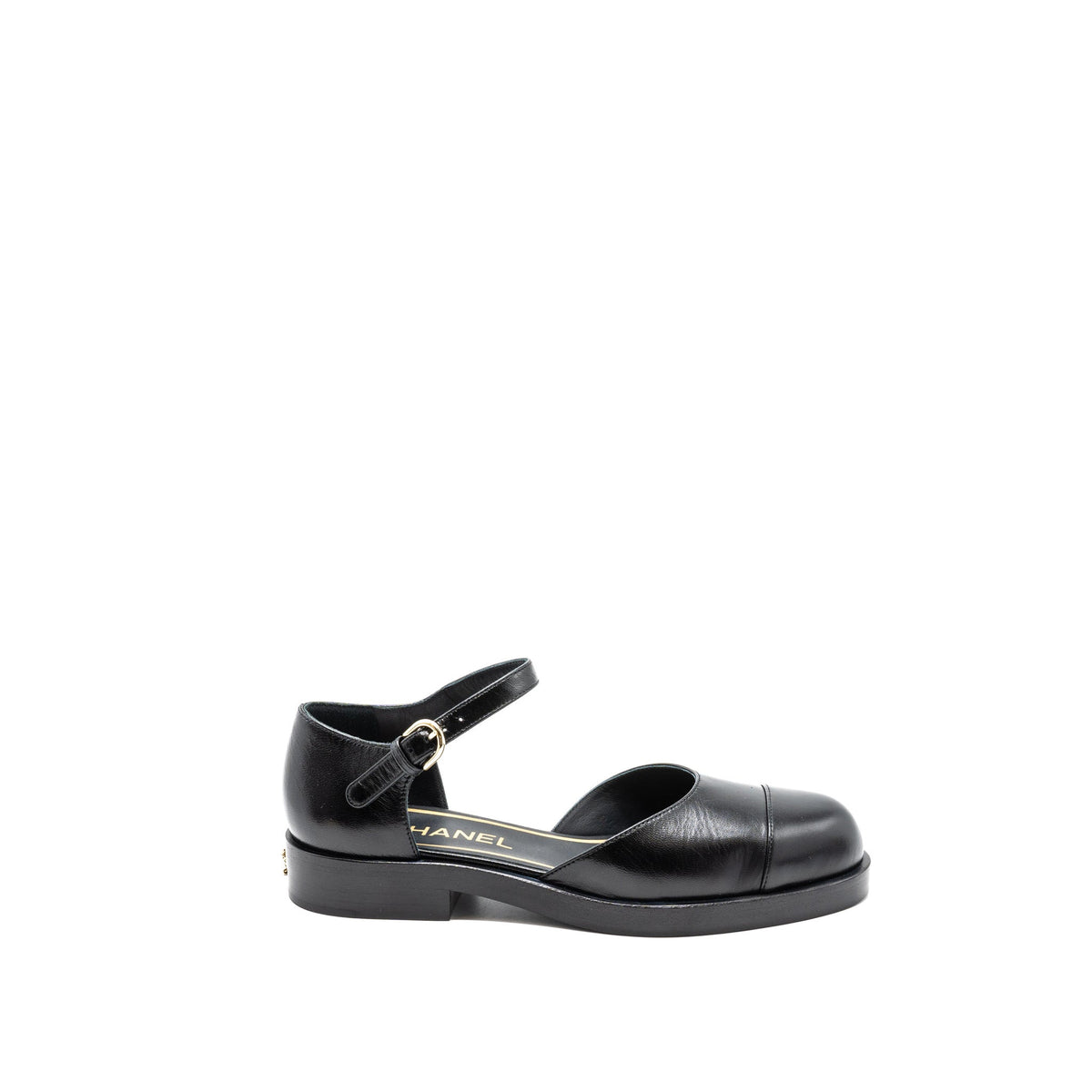 CHANEL MARY JANES SHOES SHINY GOATSKIN BLACK LGHW