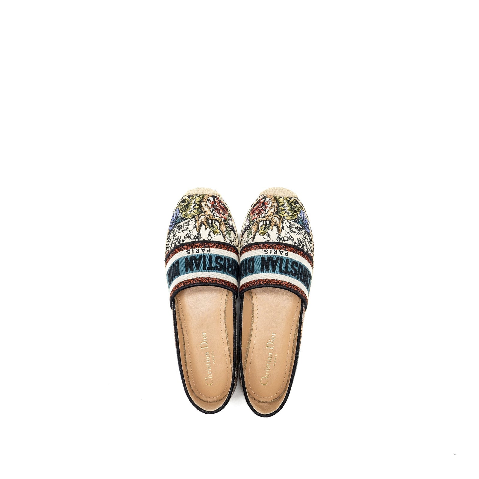DIOR FLORA AND ANIMAL EMBROIDERED GRANVILLE ESPADRILLE FABRIC MULTICOLOUR