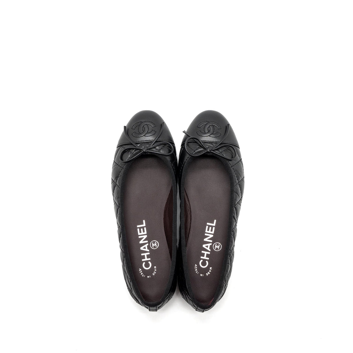CHANEL BALLERINA QUILTED FLAT SHOES CALFSKIN BLACK