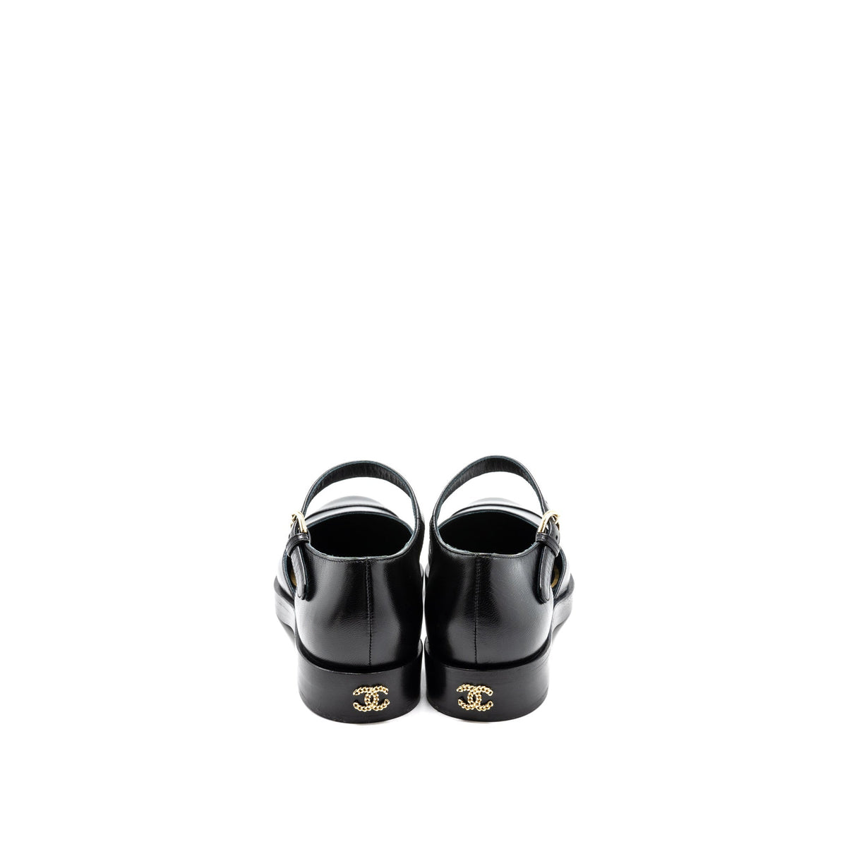 CHANEL MARY JANES SHOES SHINY GOATSKIN BLACK LGHW