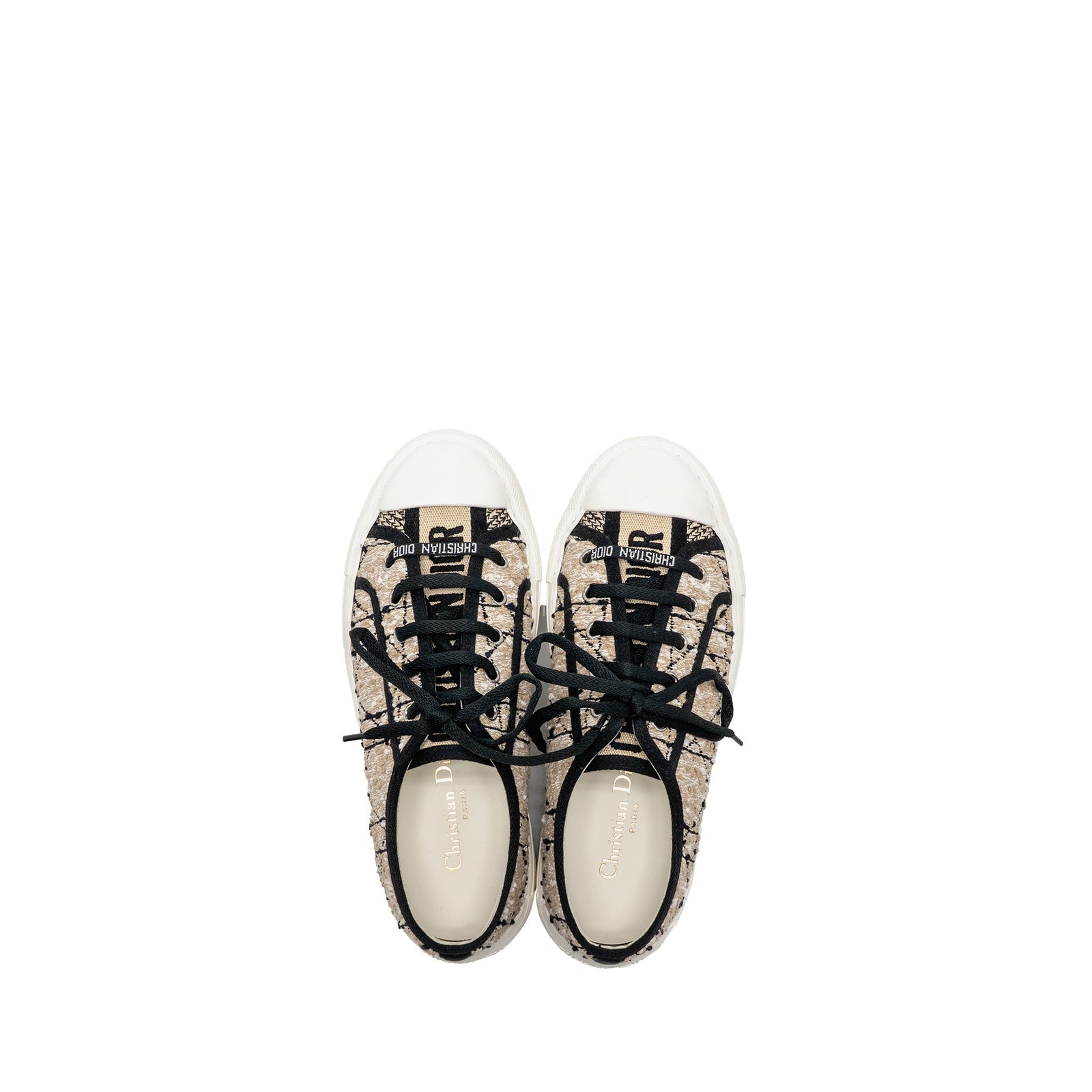 DIOR WALK’N’DIOR PLATFORM SNEAKER TWEED/LEATHER BEIGE/BLACK