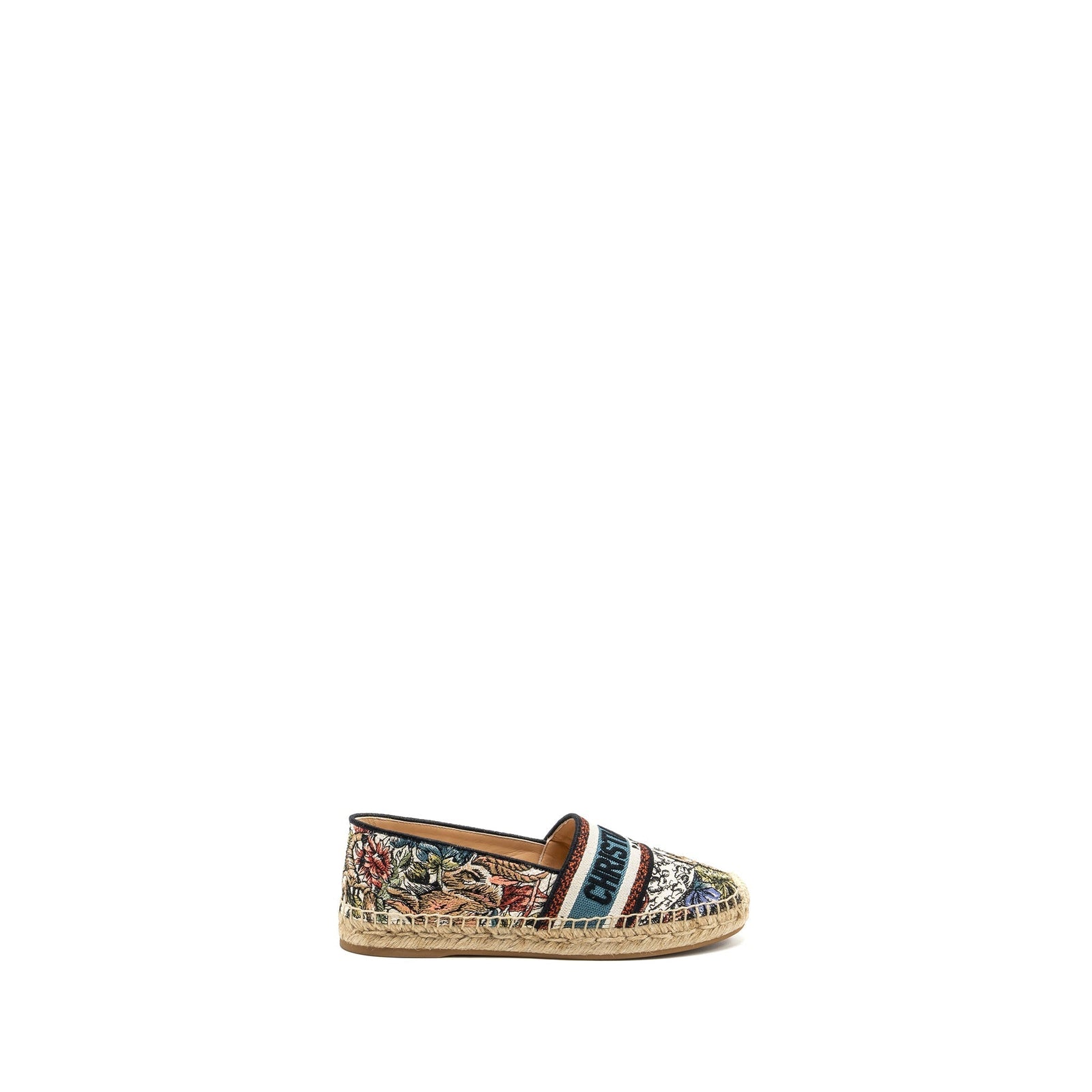 DIOR FLORA AND ANIMAL EMBROIDERED GRANVILLE ESPADRILLE FABRIC MULTICOLOUR