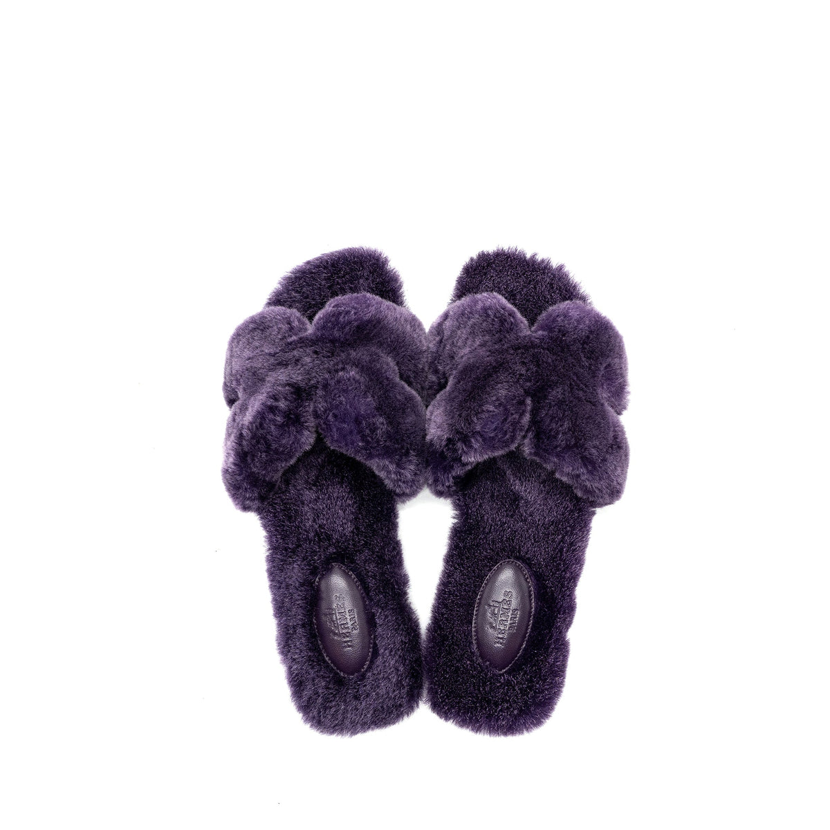 HERMES ORAN SANDAL SHEARLING PURPLE