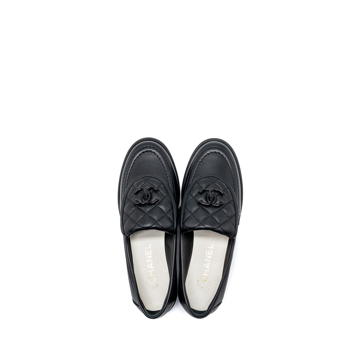 CHANEL 24C QUILTED CC LOGO LOAFER SO BLACK