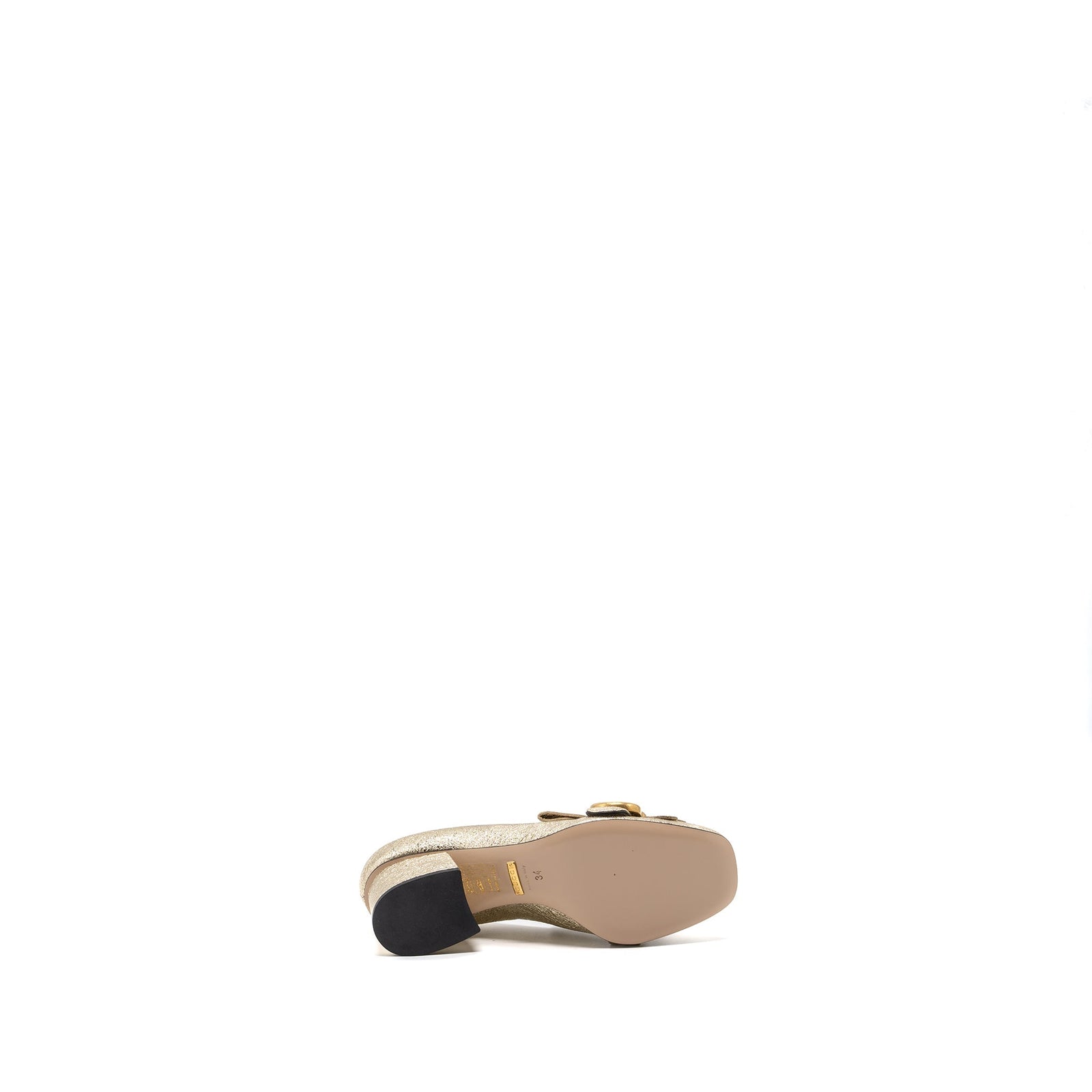 Gucci GG Marmont Mid Heel Pump Gold GHW