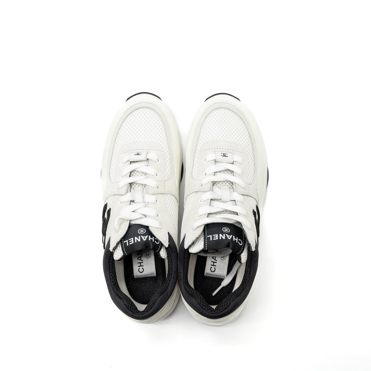 CHANEL TRAINERS SUEDE/CALFSKIN BLACK/WHITE