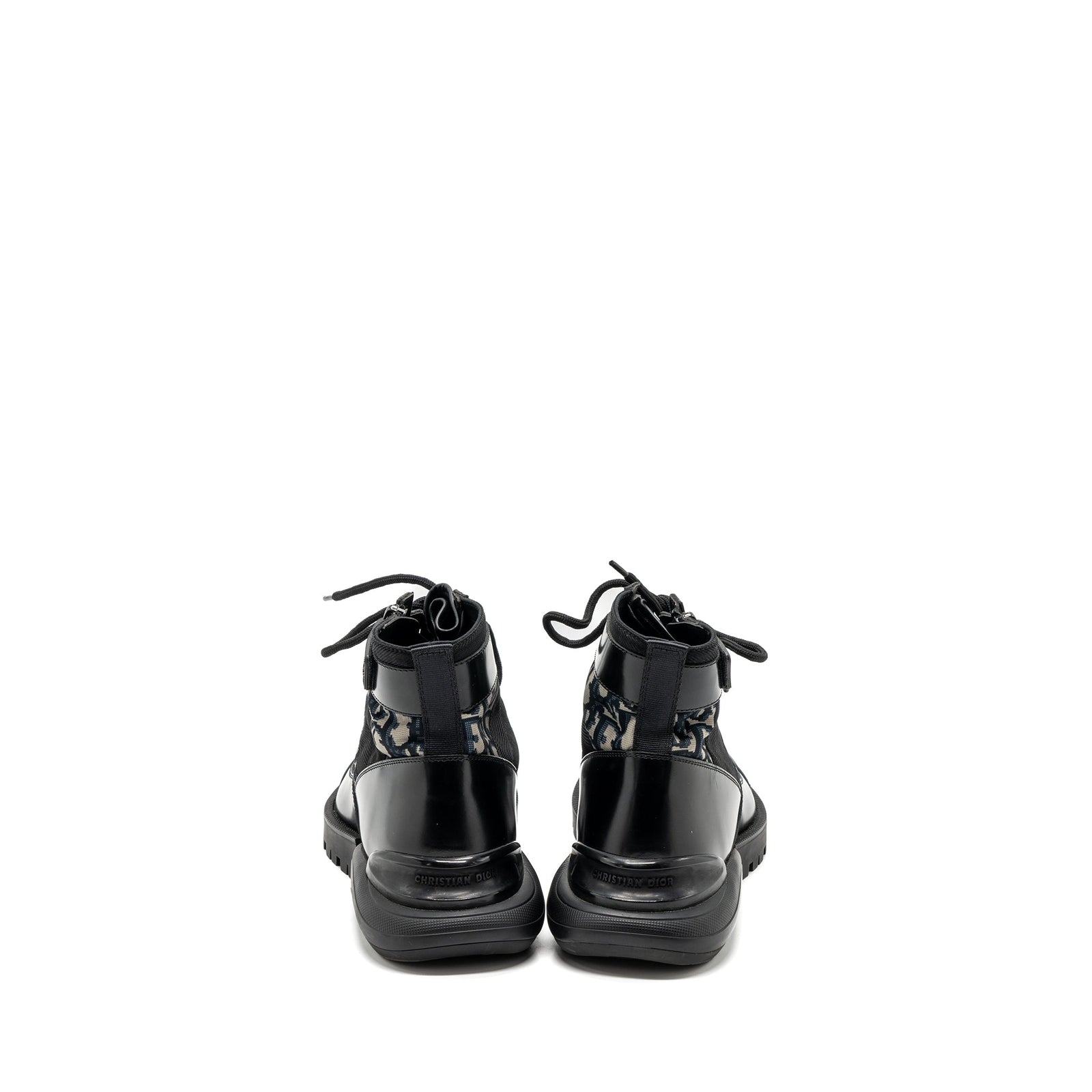 DIOR COMBAT MID TOP BOOTS DIOR BLUE OBLIQUE BLACK SHW