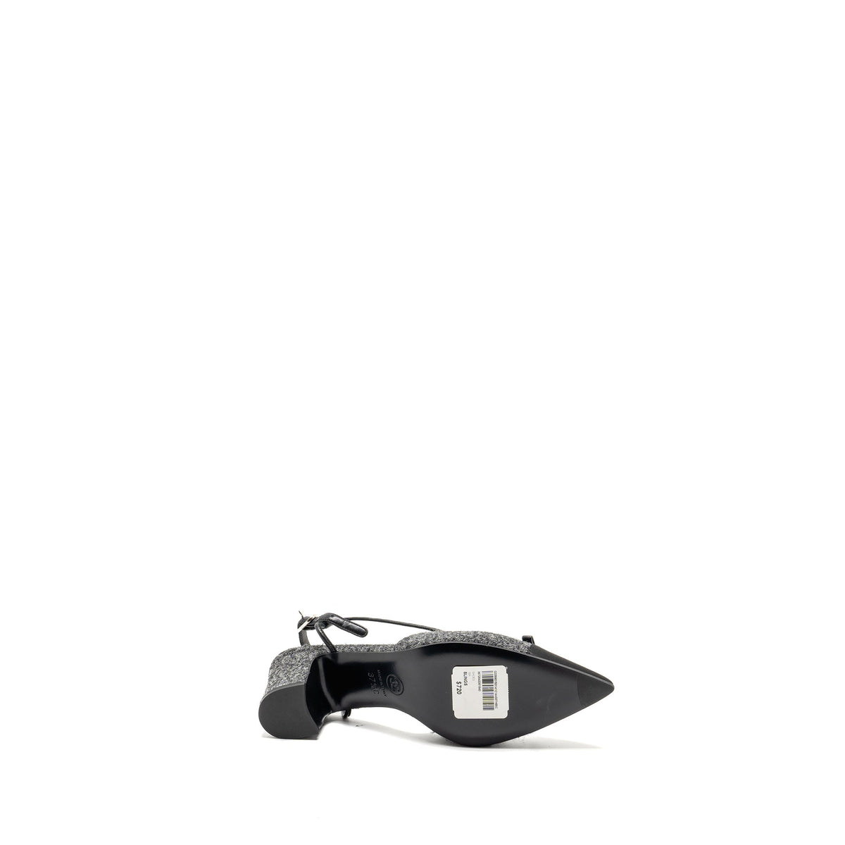 CHANEL CAP TOE CC SLINGBACK PUMPS TWEED GREY/BLACK