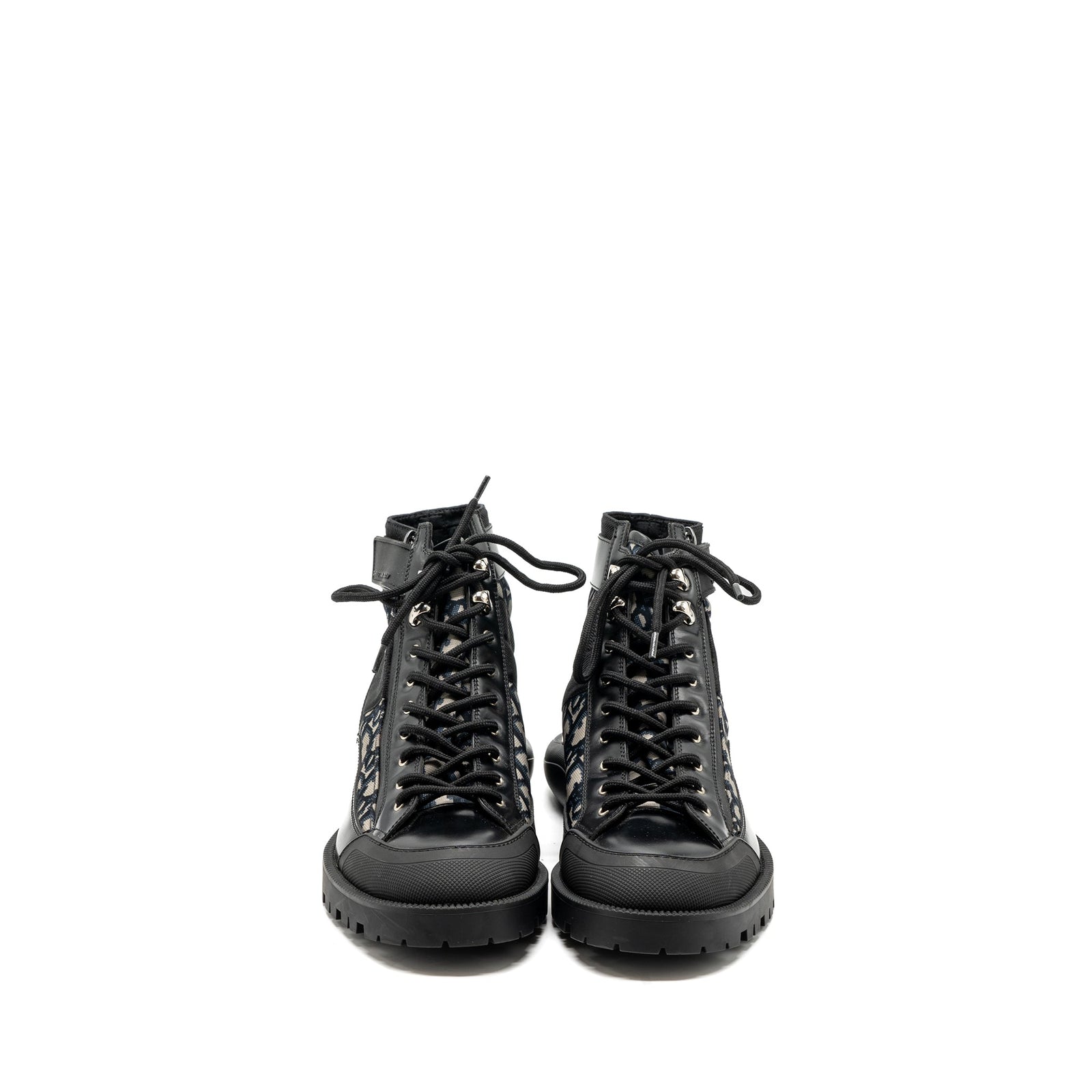 DIOR COMBAT MID TOP BOOTS DIOR BLUE OBLIQUE BLACK SHW