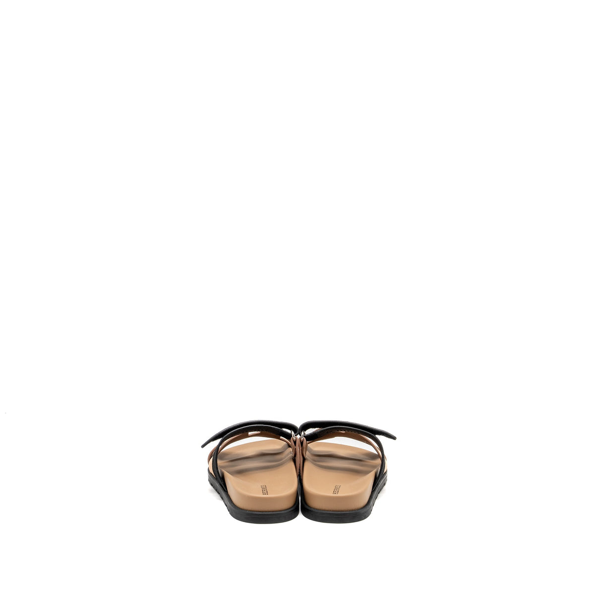 HERMES CHYPRE SANDALS CHÈVRE SUEDE ROSE PERLE / NOIR