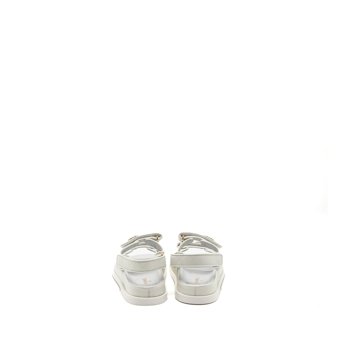 CHANEL DAD SANDALS CAVIAR WHITE LGHW