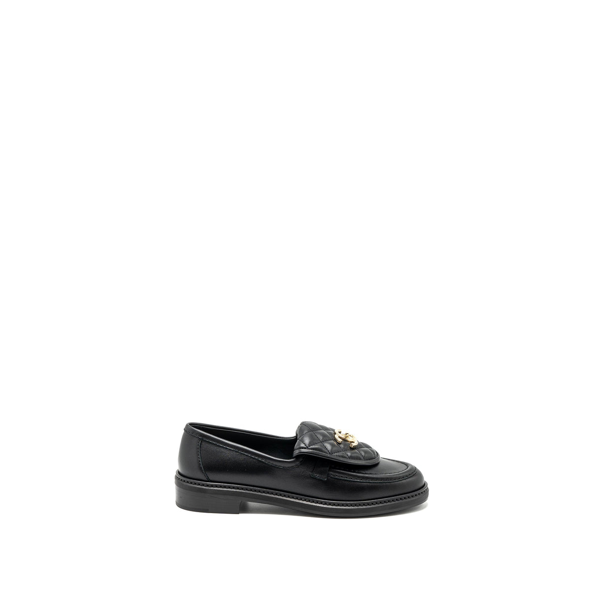 CHANEL QUILTED CC LOGO LOAFER BLACK LGHW