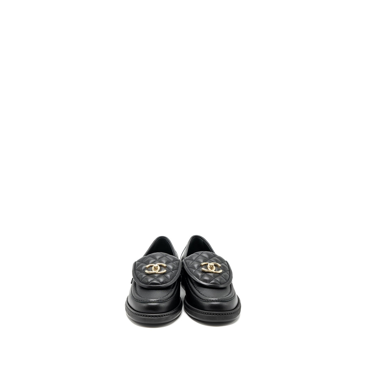 CHANEL QUILTED CC LOGO LOAFER BLACK LGHW