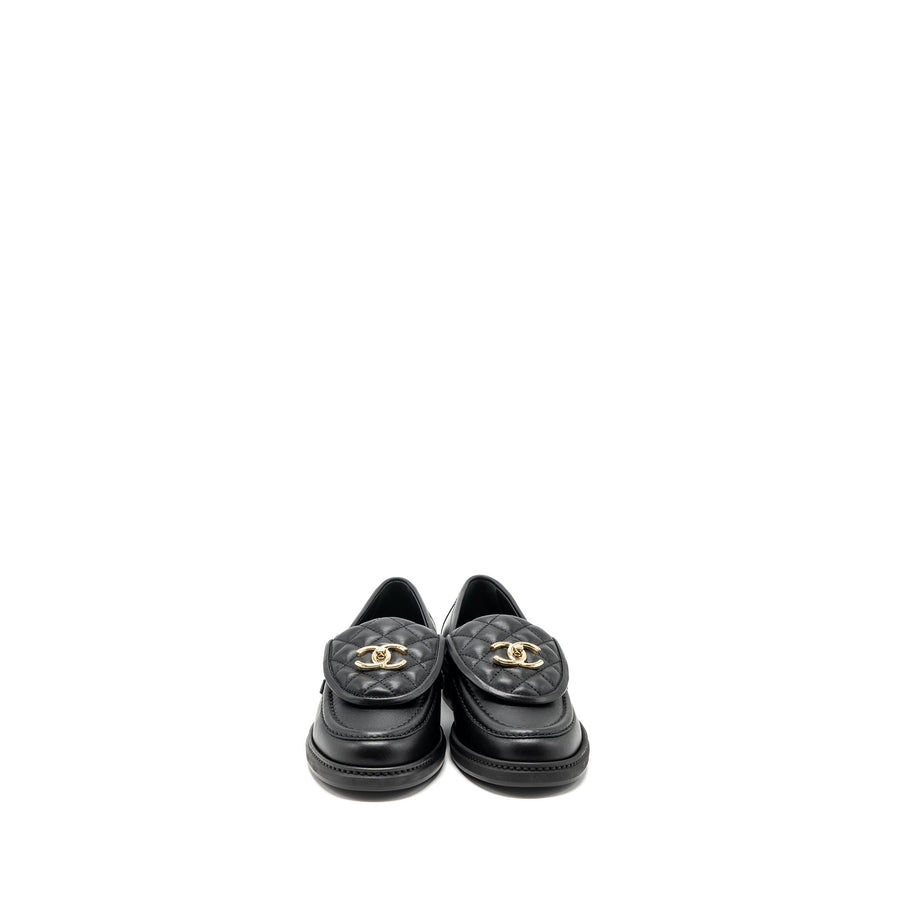 CHANEL QUILTED CC LOGO LOAFER BLACK LGHW