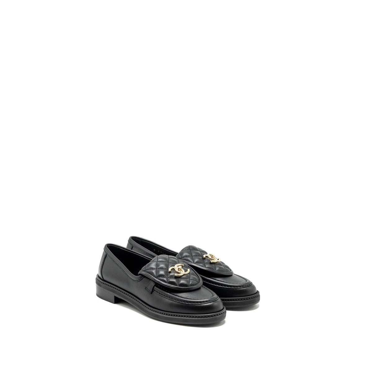 CHANEL QUILTED CC LOGO LOAFER BLACK LGHW