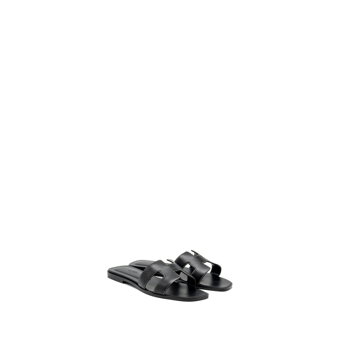 HERMES ORAN SANDALS CALFSKIN BLACK