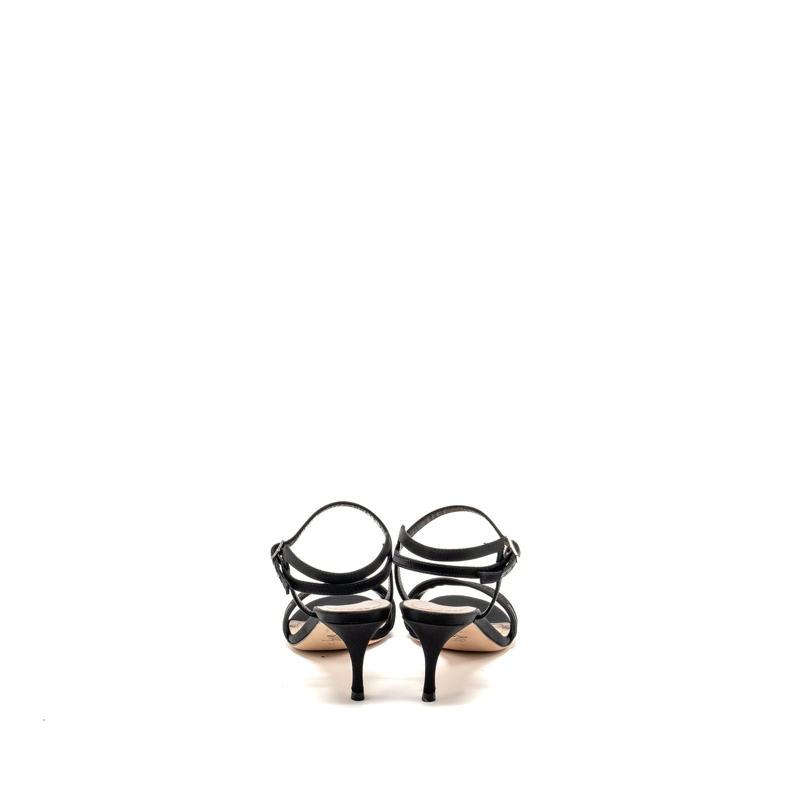 DIOR DWAY HIGH-HEELED SANDALS EMBROIDERED SATIN LEATHER BLACK SHW