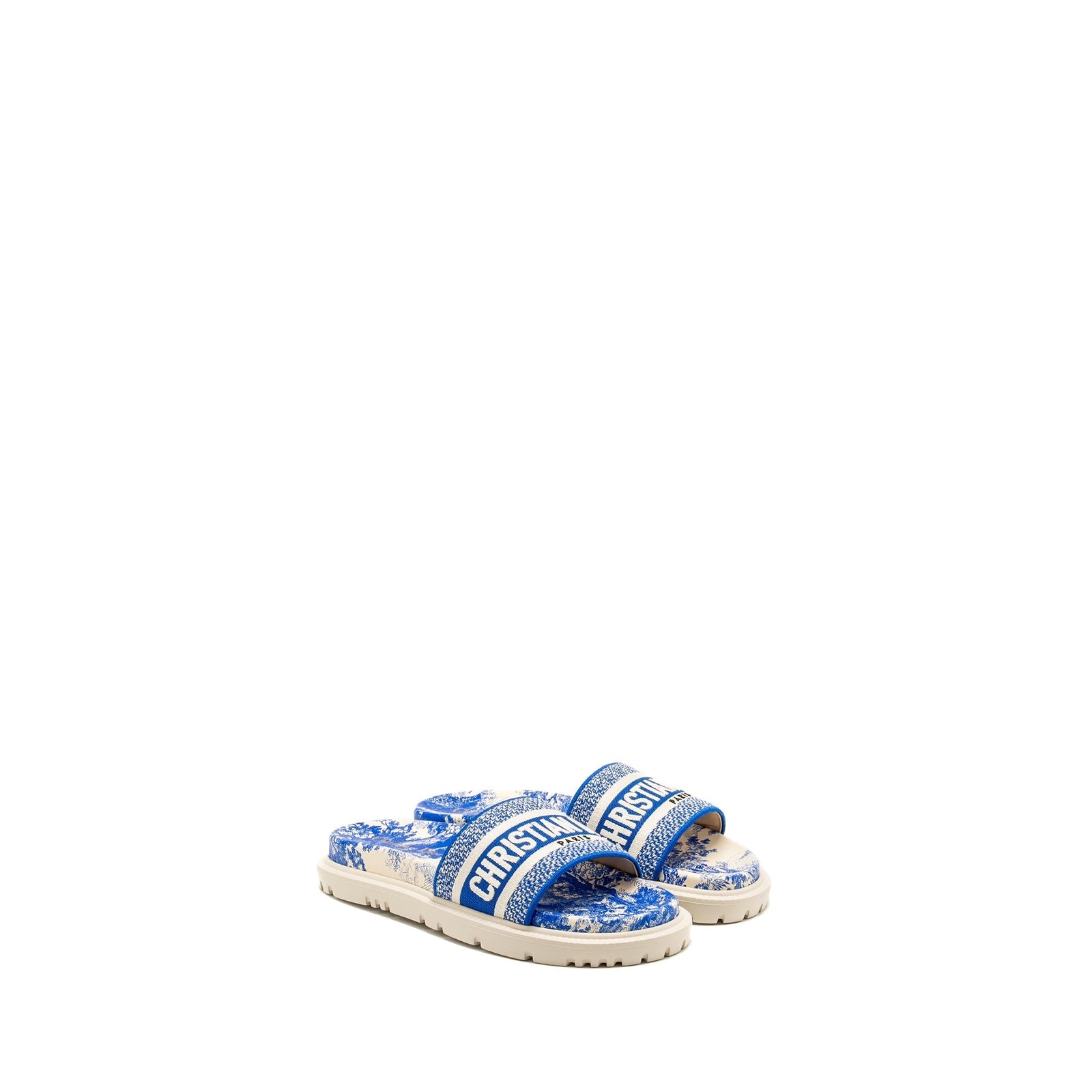 DIOR SANDALS EMBROIDERED COTTON/ RUBBER BLUE