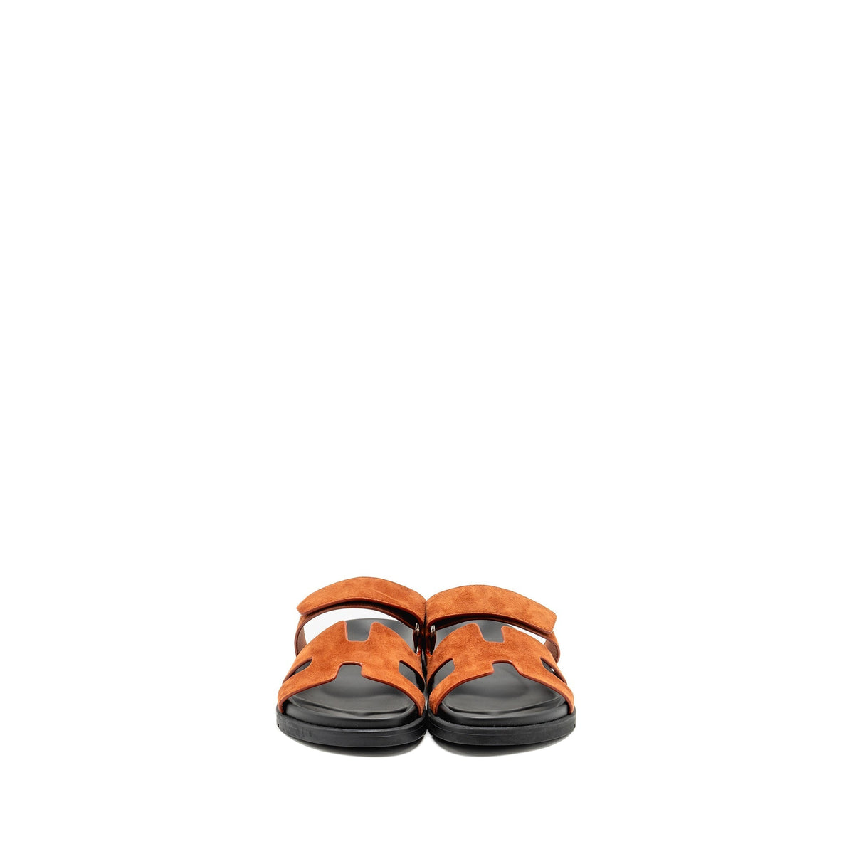 HERMES CHYPRE SANDALS SUEDE GOATSKIN ORANGE CANYON
