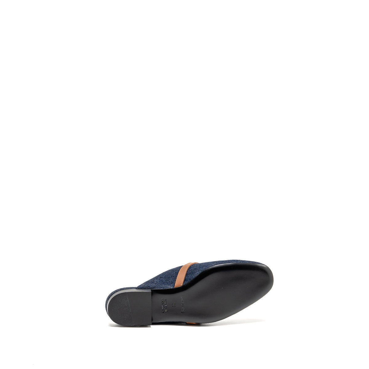 HERMES OZ MULE CALFSKIN/DENIM CANVAS BLEU BRUT/GOLD SHW