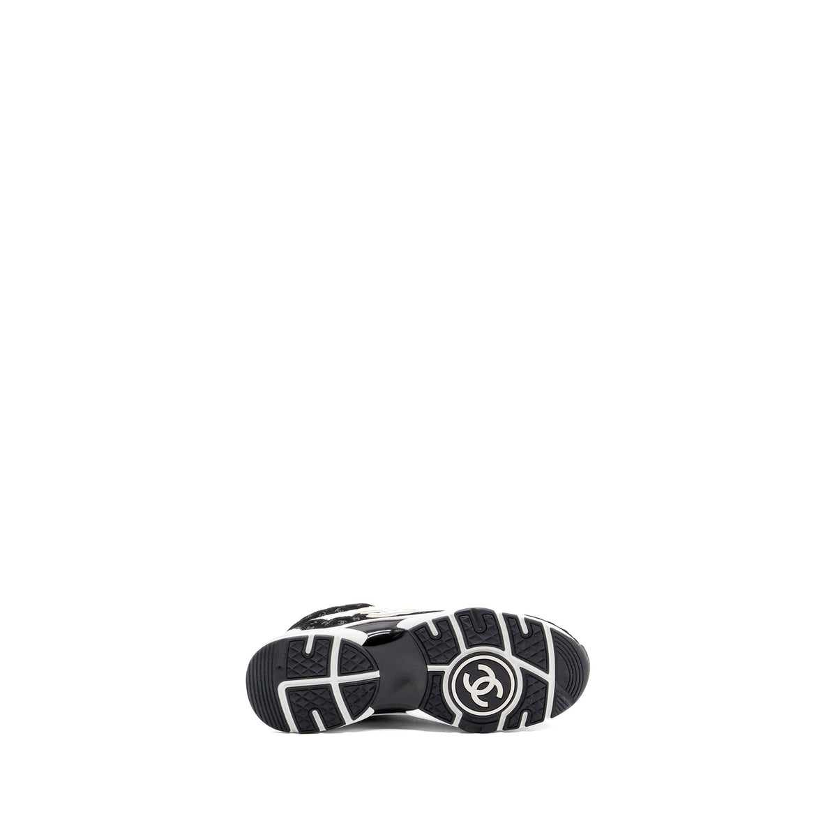 CHANEL CC LOGO PRINTED TRAINER/SNEAKER SUEDE BLACK/WHITE