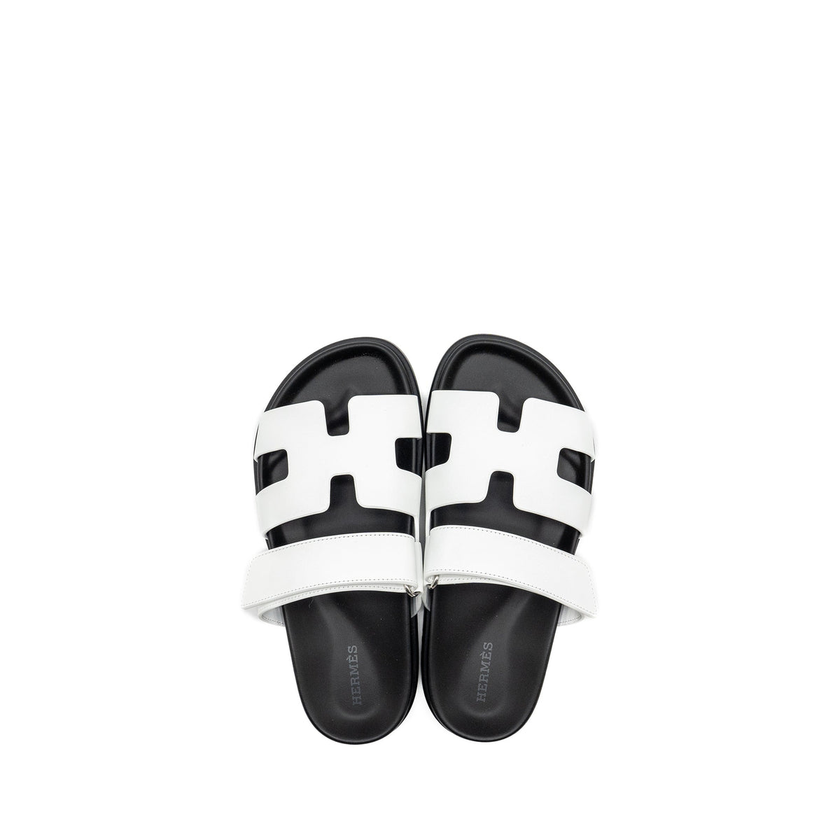 HERMES CHYPRE SANDALS CALFSKIN WHITE / BLACK