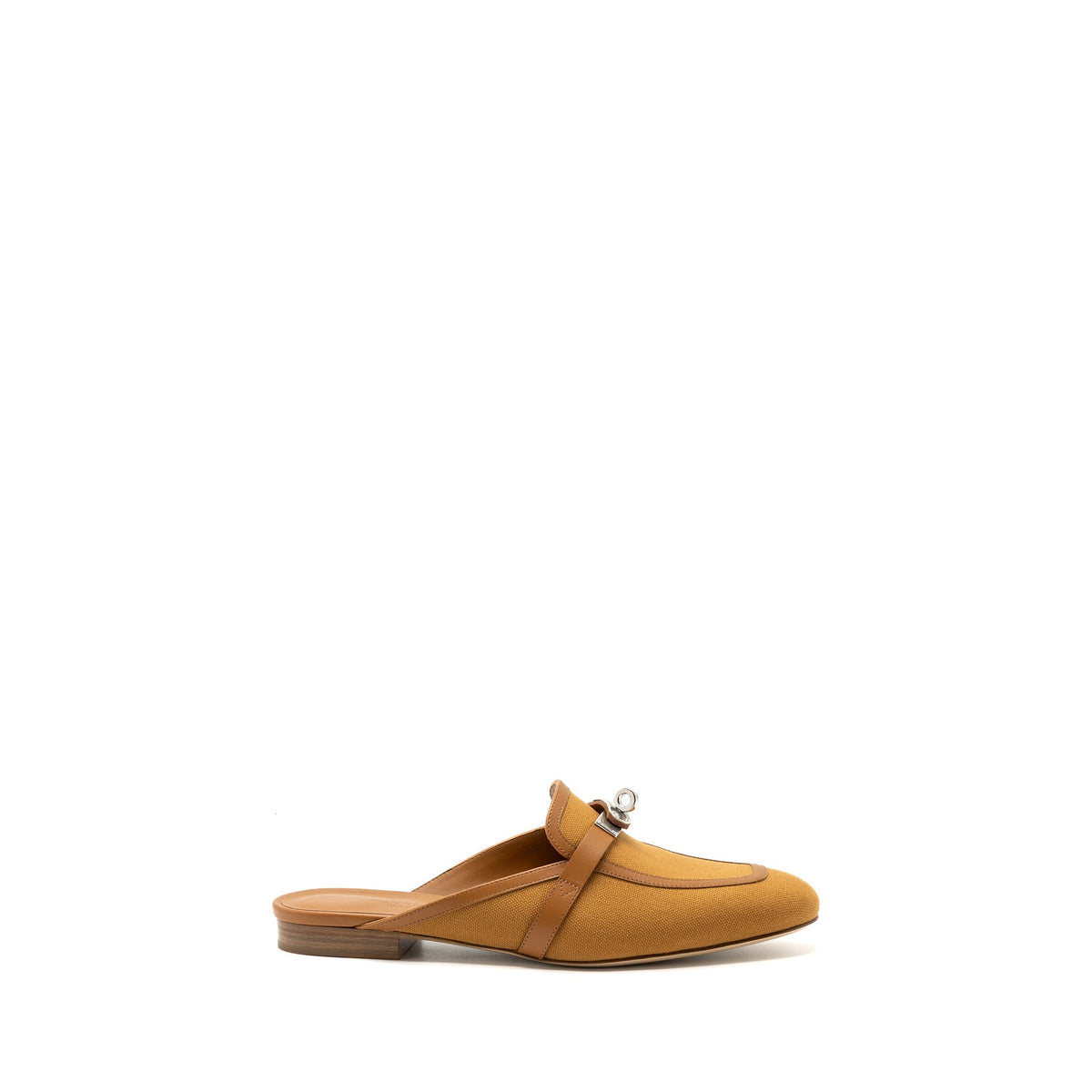 HERMES OZ MULE CALFSKIN / COTTON CANVAS NATURAL / BEIGE DORE SHW