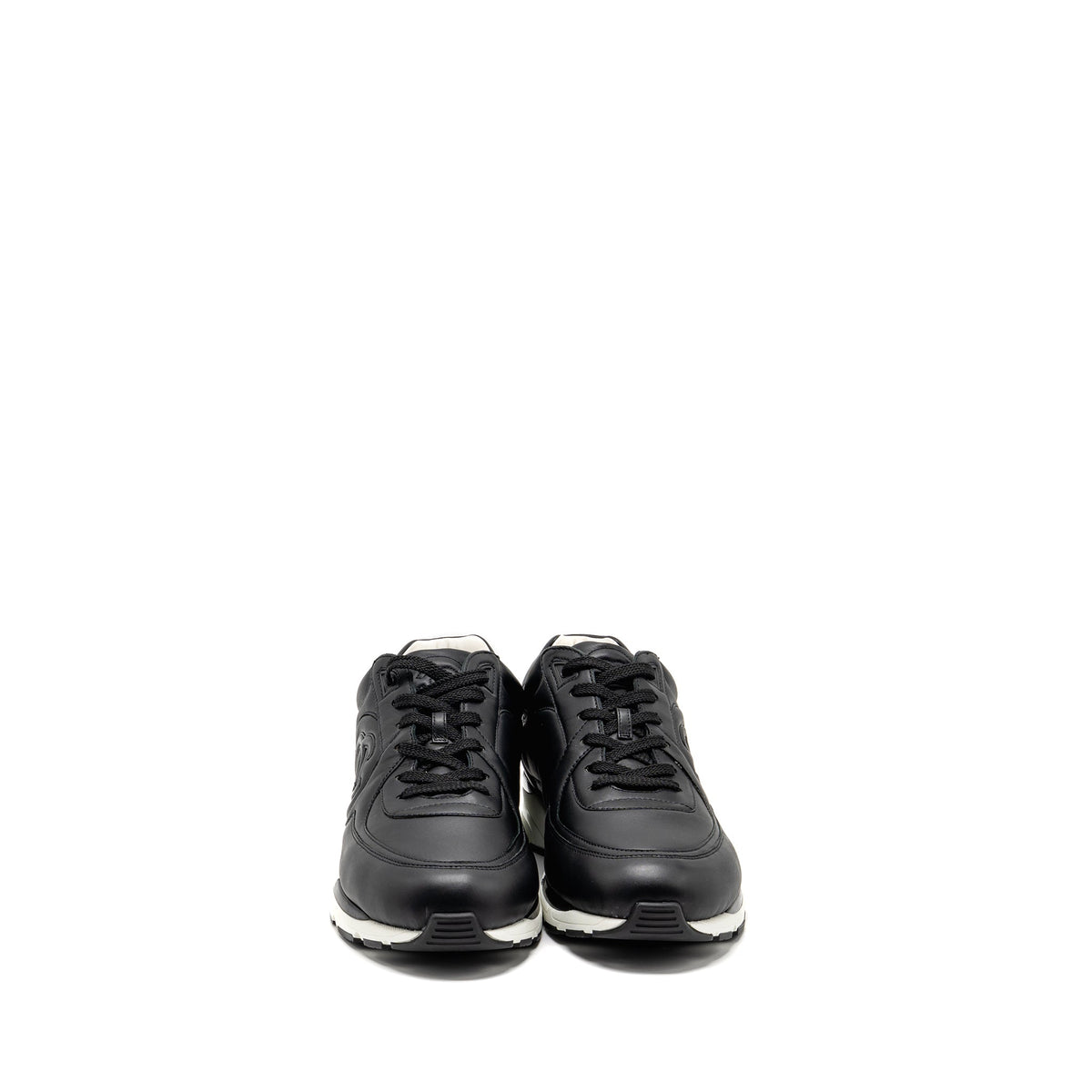CHANEL CC LOGO SNEAKERS LEATHER BLACK / WHITE