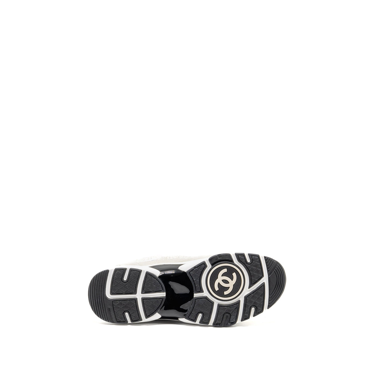 CHANEL CC LOGO SNEAKERS SUEDE LEATHER / TWEED WHITE