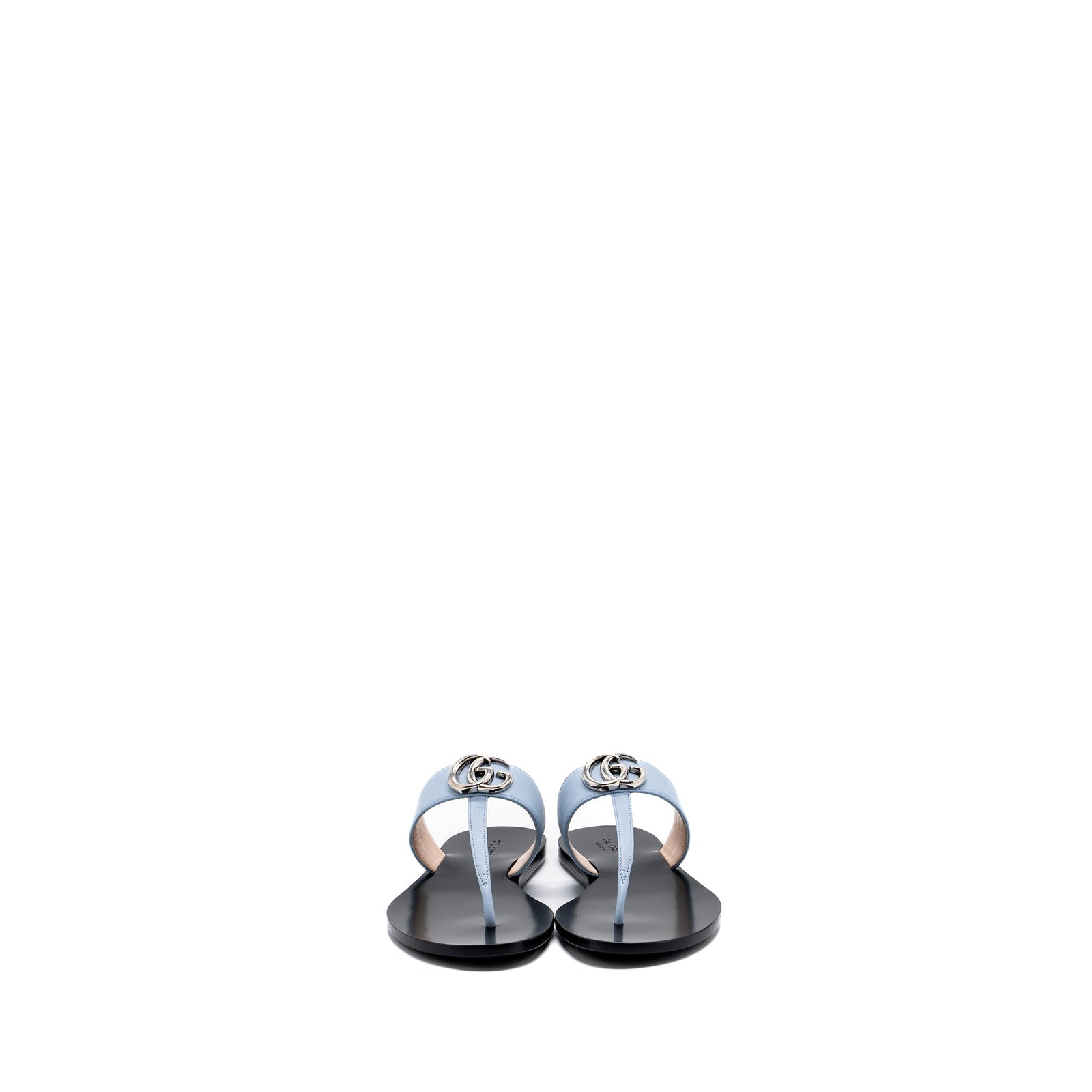 Gucci Leather Thong Sandal With Double G Leather Light Blue SHW