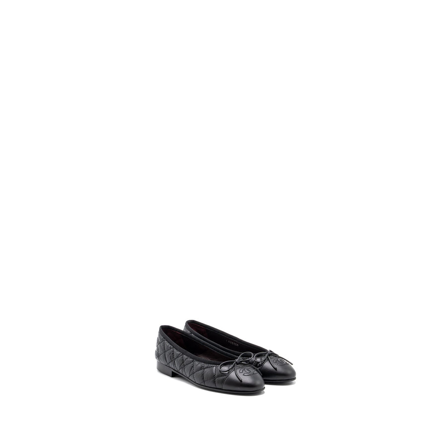 CHANEL BALLERINA QUILTED FLAT SHOES CALFSKIN BLACK