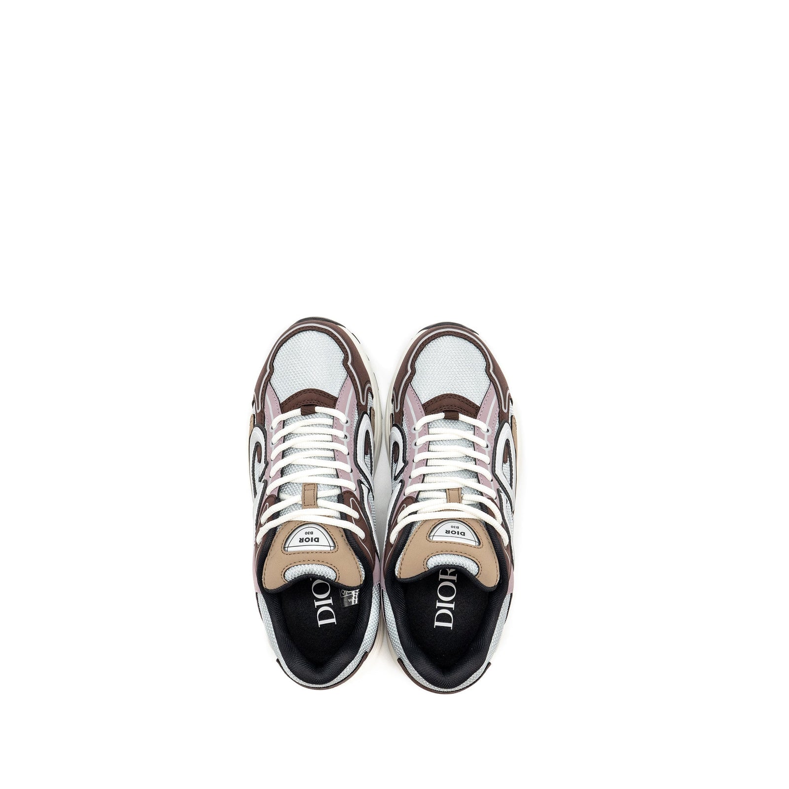 DIOR B30 LOW TRAINERS TECHNICAL MESH/CALFSKIN GREY/BROWN
