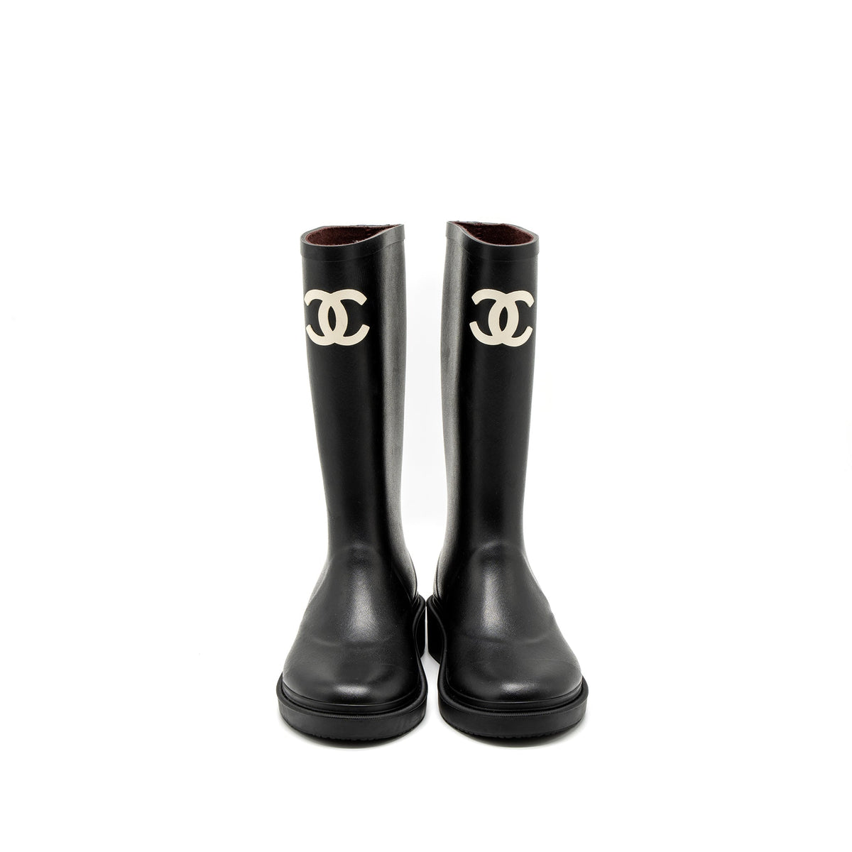 CHANEL RUBBER BOOTS BLACK/WHITE