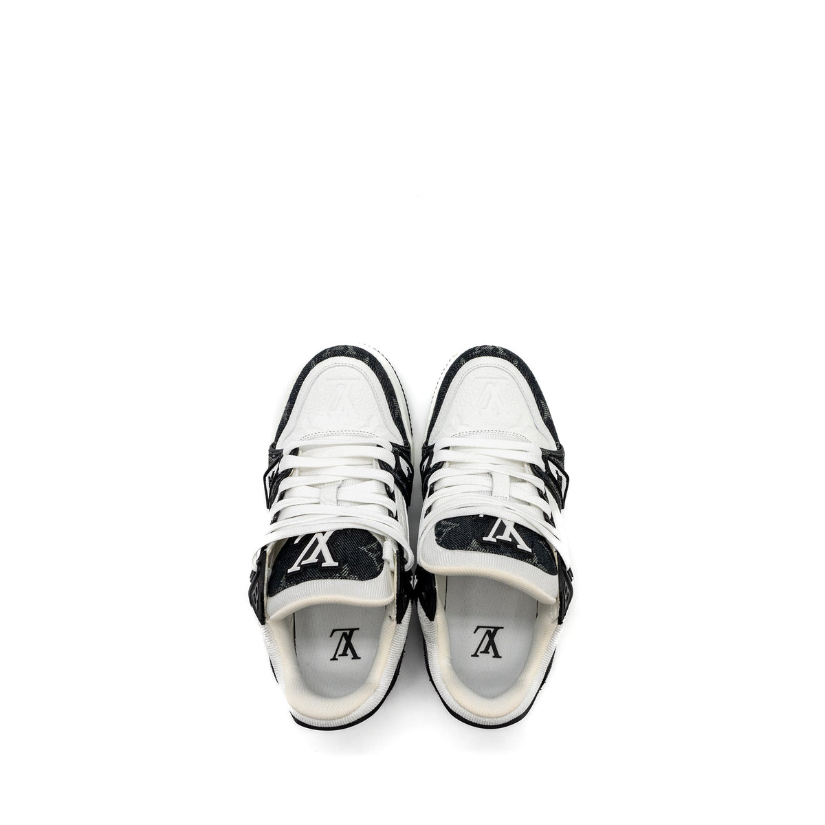 LOUIS VUITTON TRAINER SNEAKER MONOGRAM DENIM/MONOGRAM-EMBOSSED GRAINED CALFSKIN BLACK