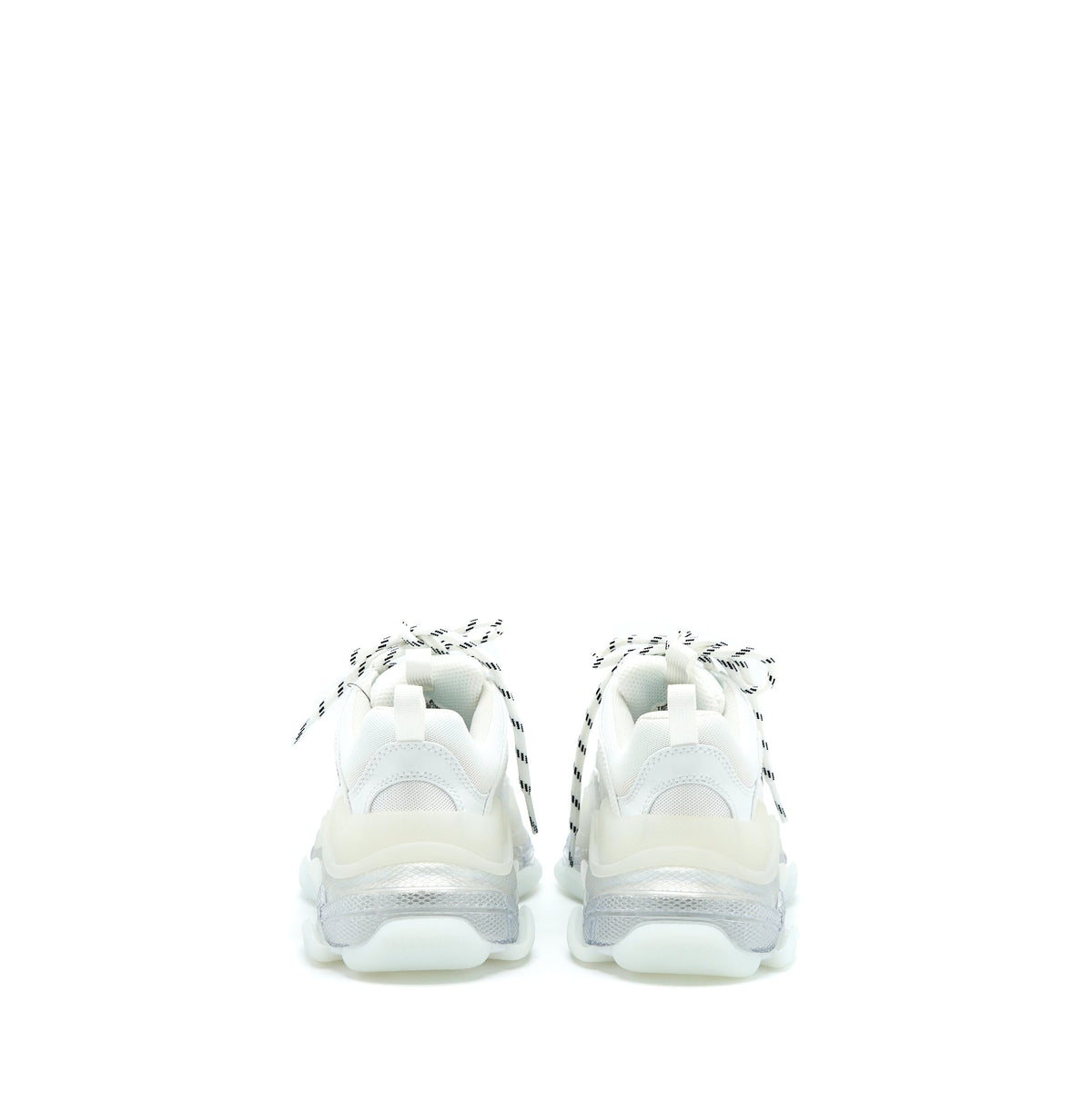 BALENCIAGA TRIPLE S SNEAKERS CLEAR SOLE IN WHITE DOUBLE FOAM/MESH