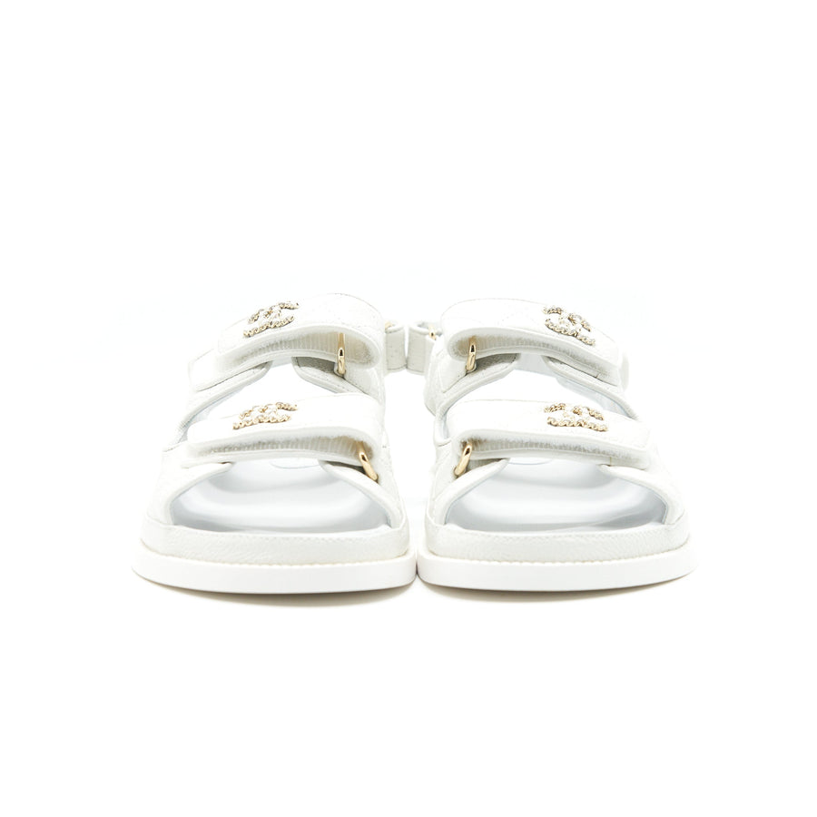 CHANEL DAD SANDALS LEATHER SANDAL WHITE