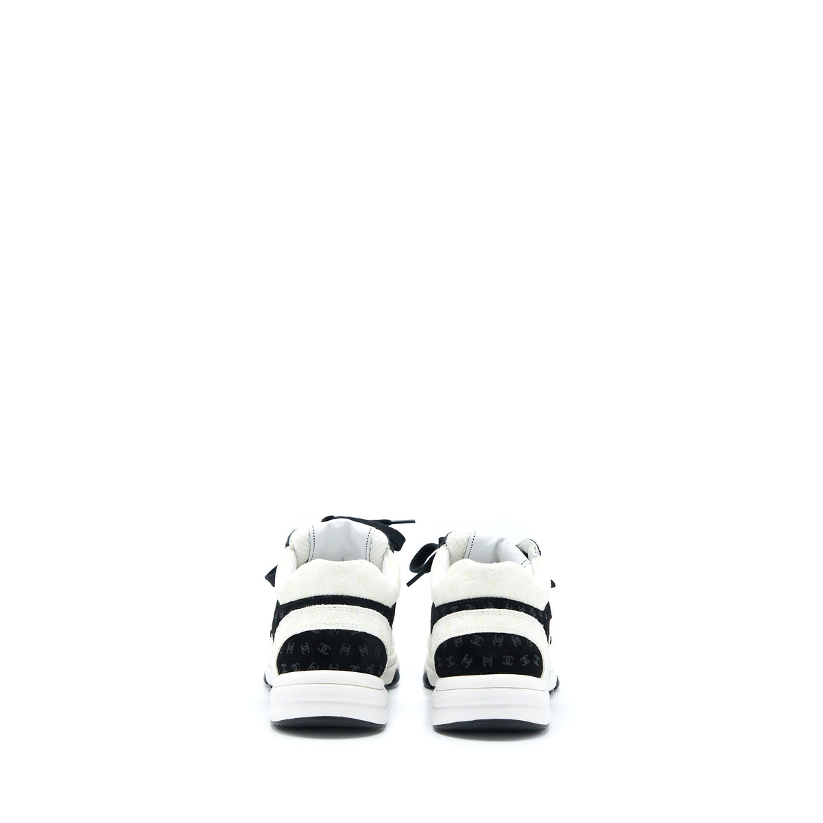 CHANEL 22A TRAINERS PRINTED SUEDE/CALFSKIN BLACK/WHITE