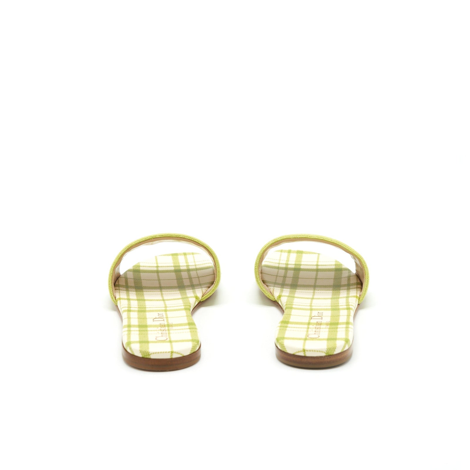 DIOR DWAY SLIDE LIME EMBROIDERED COTTON