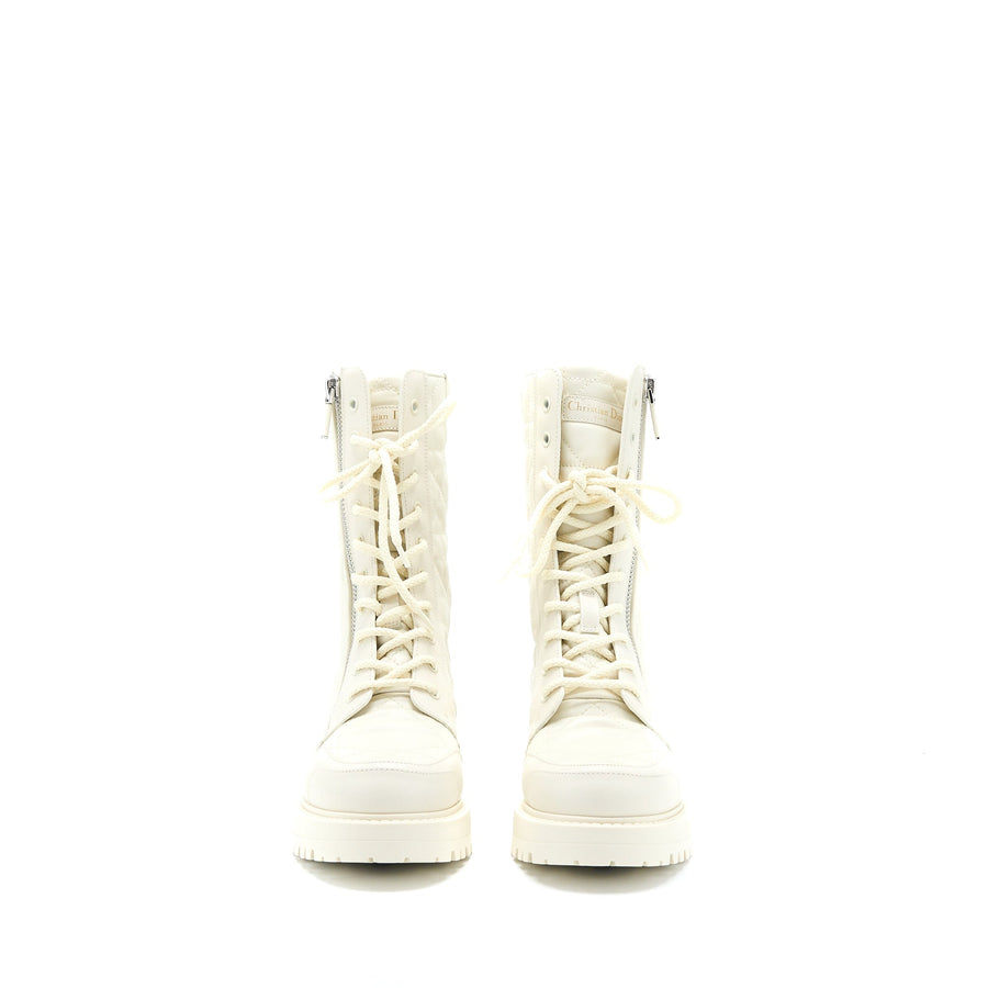 Dior D-Leader Ankle Boot Quilted Cannage Calfskin White SHW